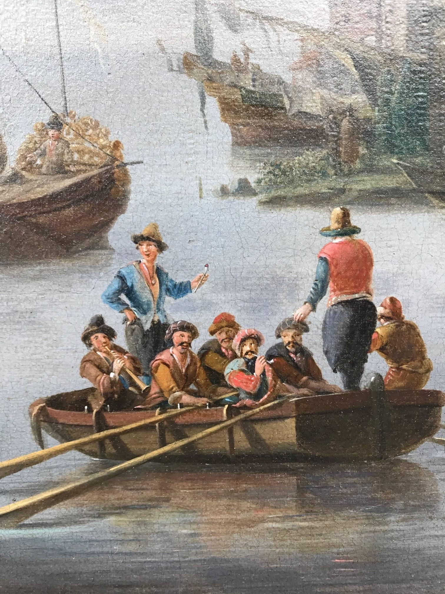 Dutch Boating Scene - Old Masters Painting by Eise Aetes Ruytenbach