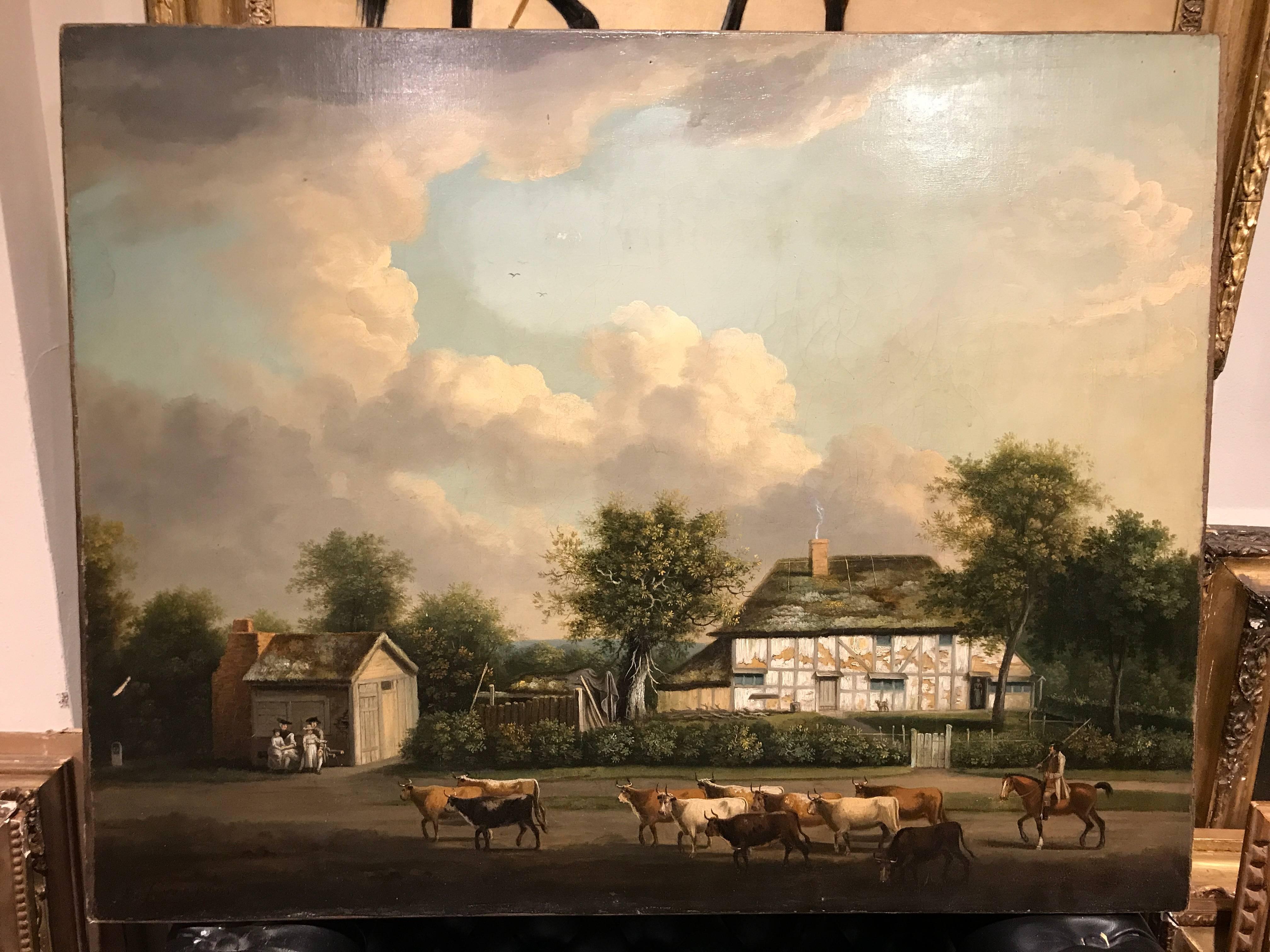 A View of Cock Green, Surrey - Old Masters Painting by Dominic Serres