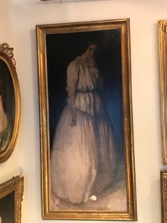 Porträt einer Dame in einem weißen Kleid