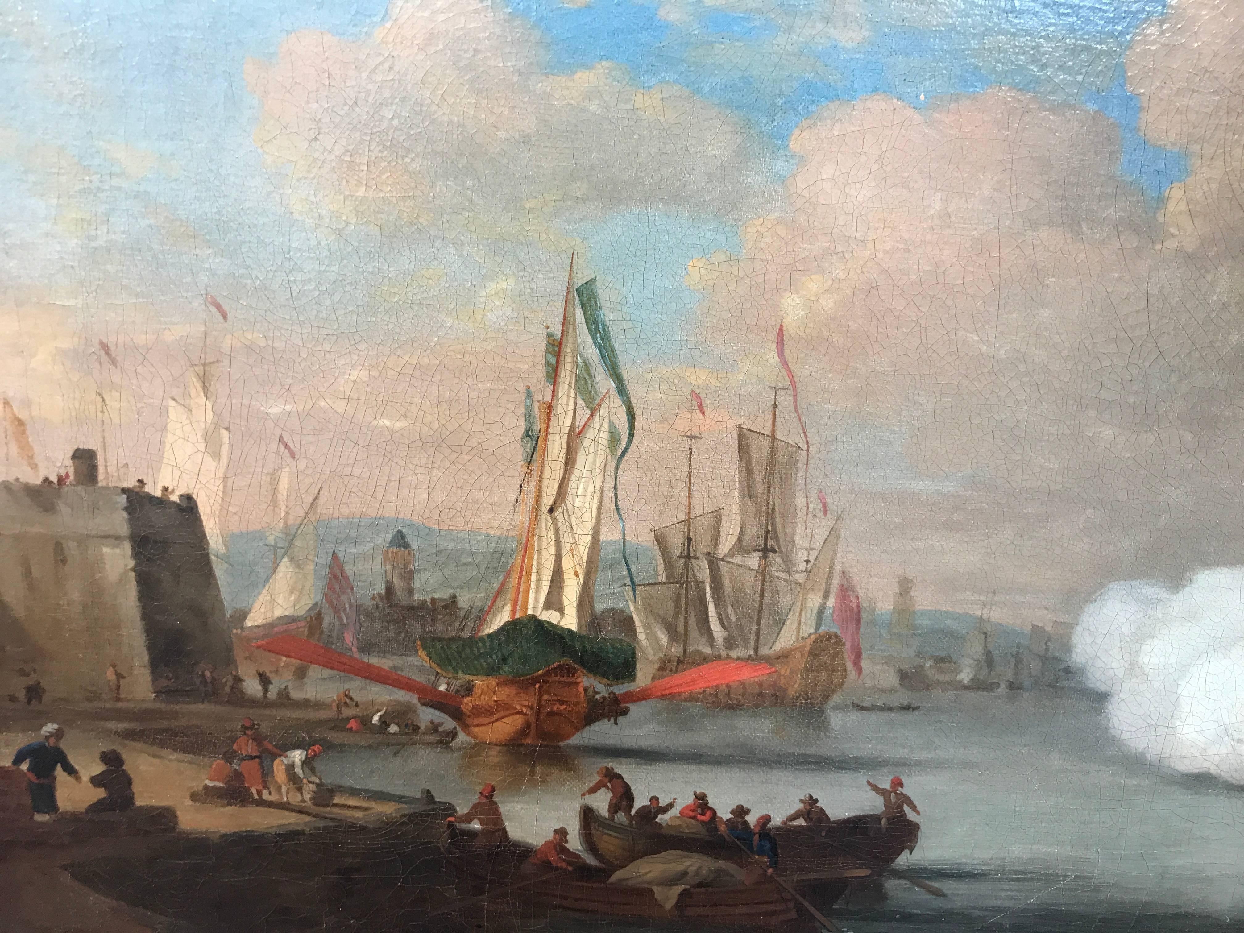  A Levantine or Southern European Harbor Attributed to Van de Velde the Younger 4