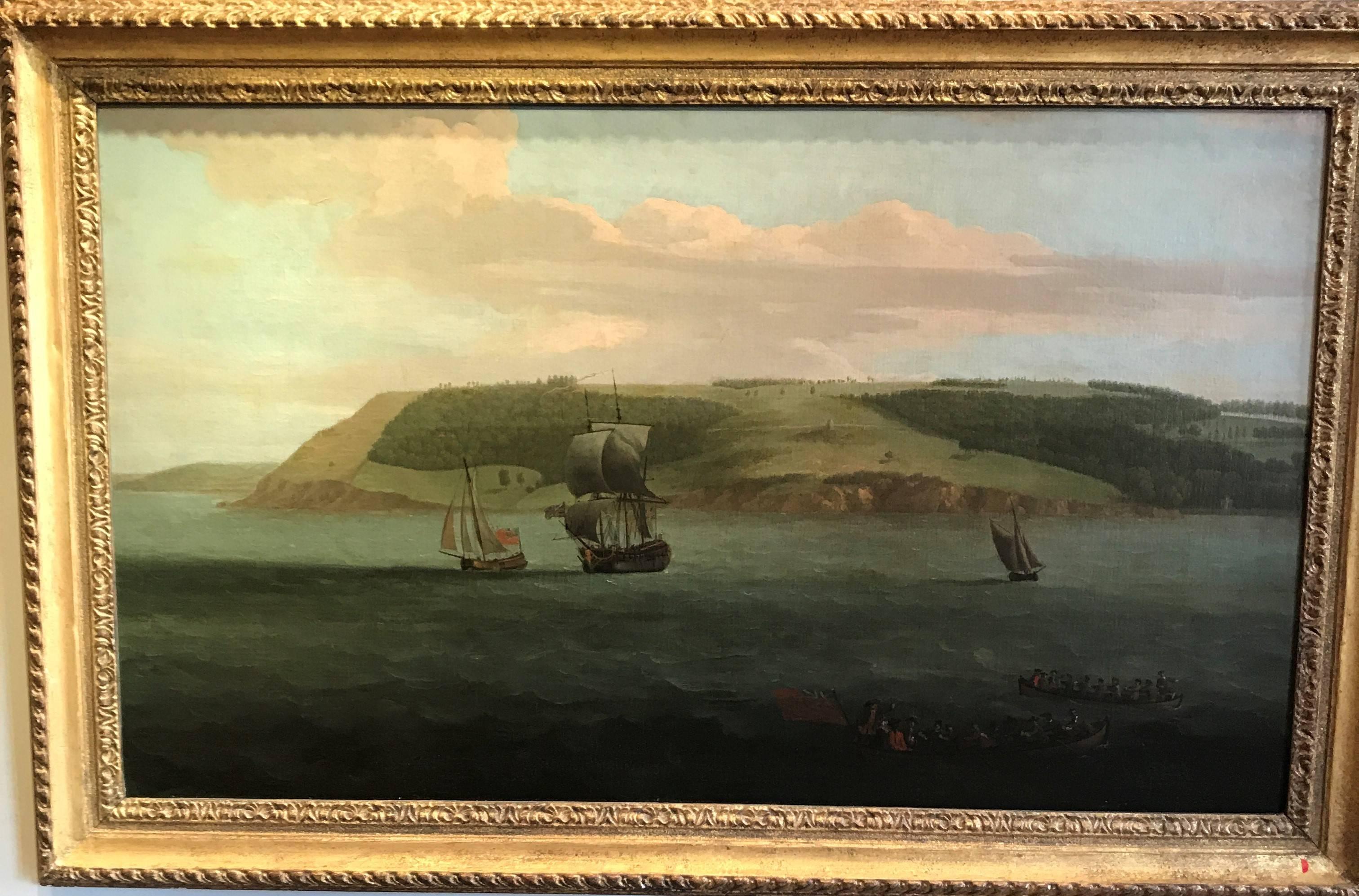 Shipping off Mount Edgecumbe by Samuel Scott and George Lambert - Painting by Unknown