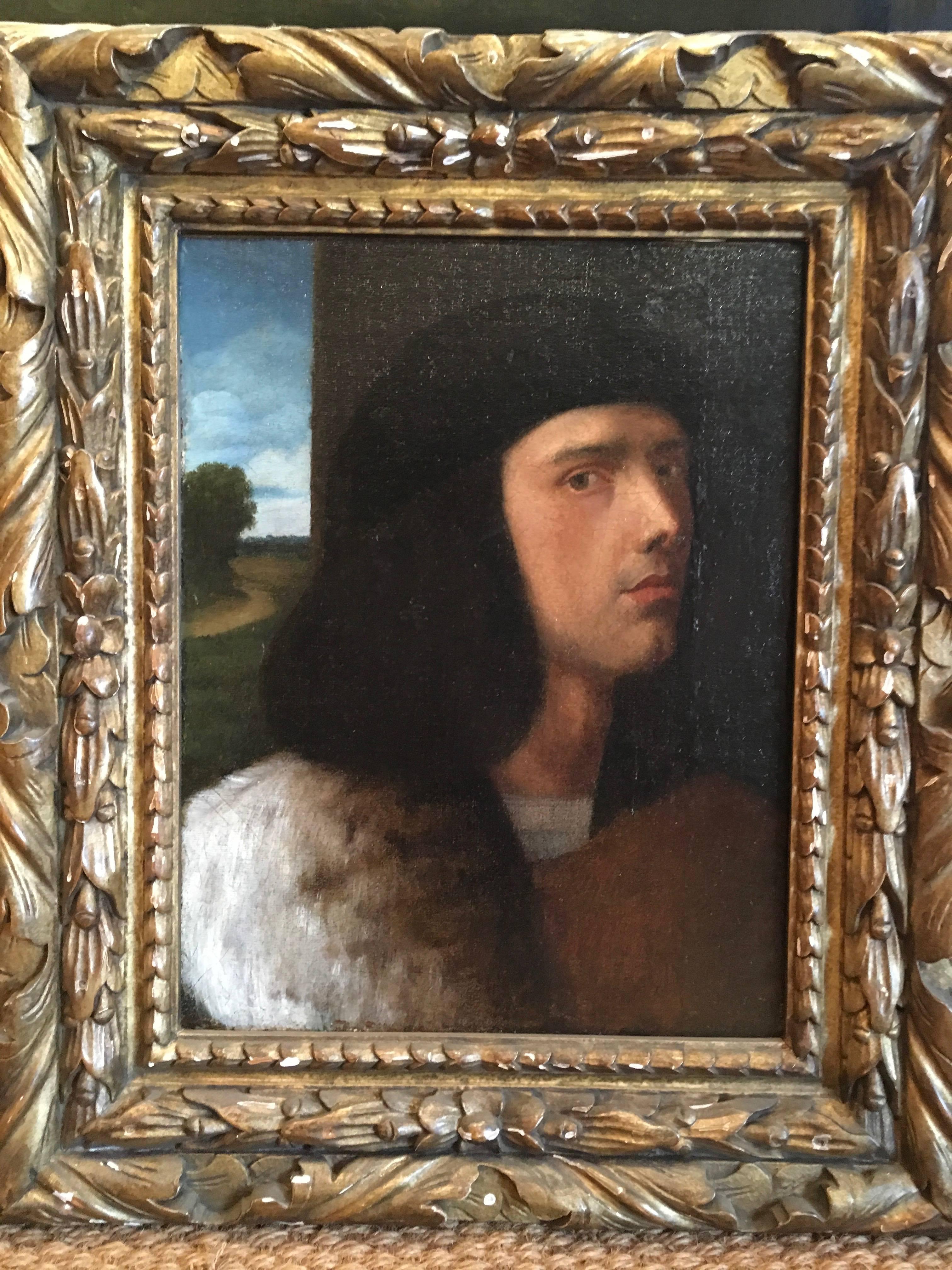 Vittore Belliniano Portrait Painting - Portrait of a Young Man att. to Vittore Belliano