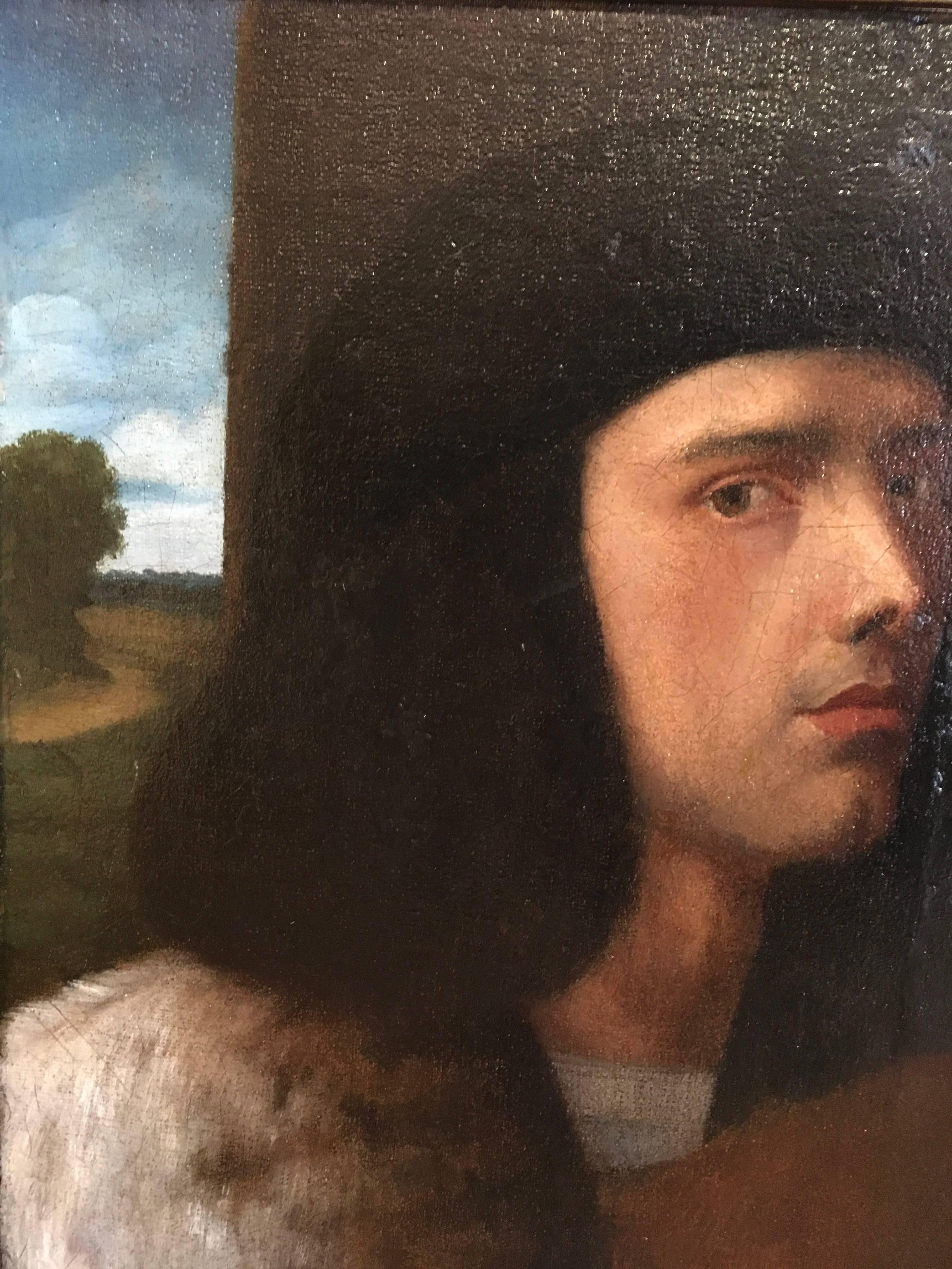 Portrait of a Young Man att. to Vittore Belliano - Painting by Vittore Belliniano