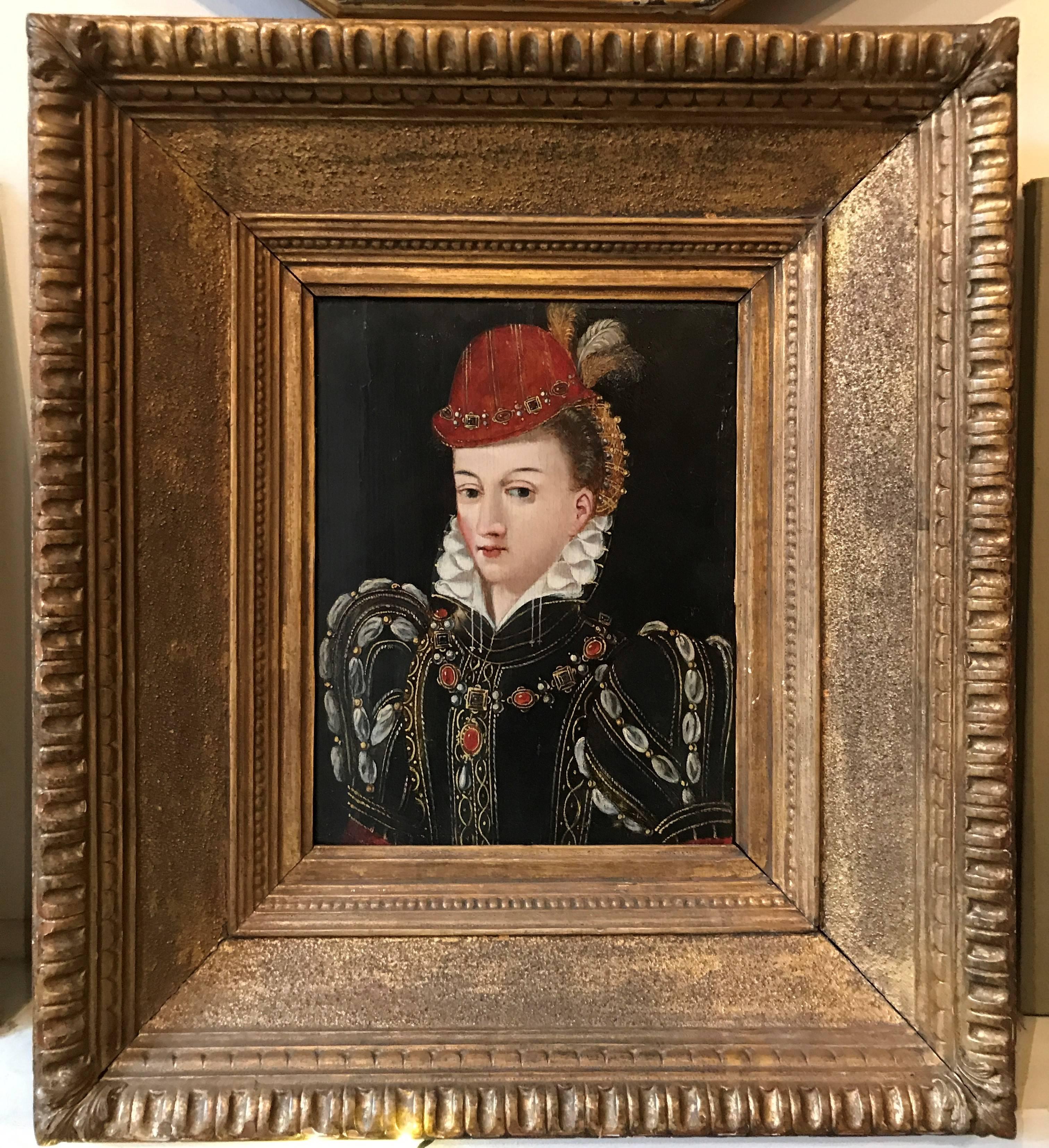 Unknown Figurative Painting - Portrait, possibly Queen Elizabeth the 1st in the guise of Diana the Huntress