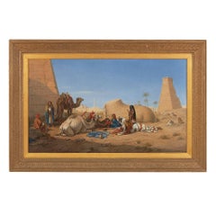 'Bedouins and Camels Resting Amongst Ruins', 19th Century Orientalist painting 2