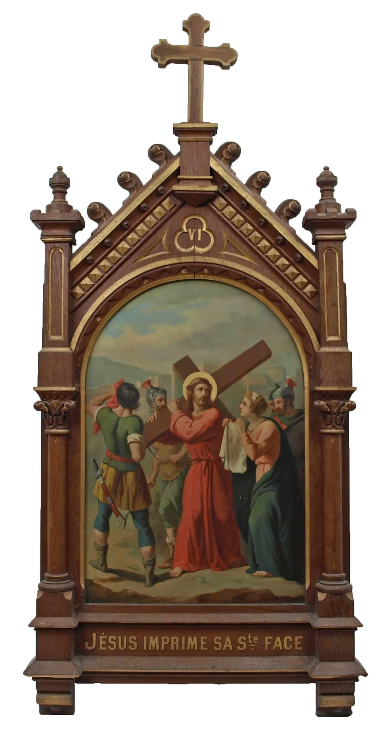 Set of fourteen 19th Century religious paintings of the Stations of the Cross - Brown Figurative Painting by Unknown