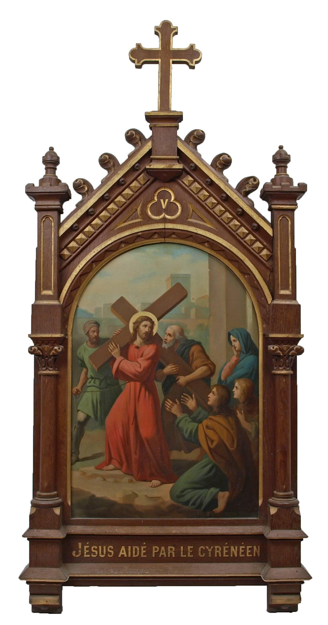 Set of fourteen 19th Century religious paintings of the Stations of the Cross - Baroque Painting by Unknown