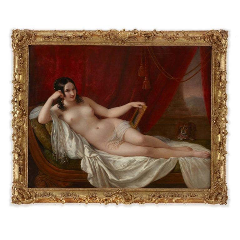 Natale Schiavoni Large 19th Century Oil Painting Portrait Of