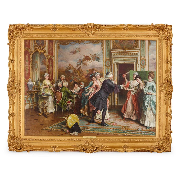 Arturo Ricci - 19th Century oil on canvas in a carved golden giltwood