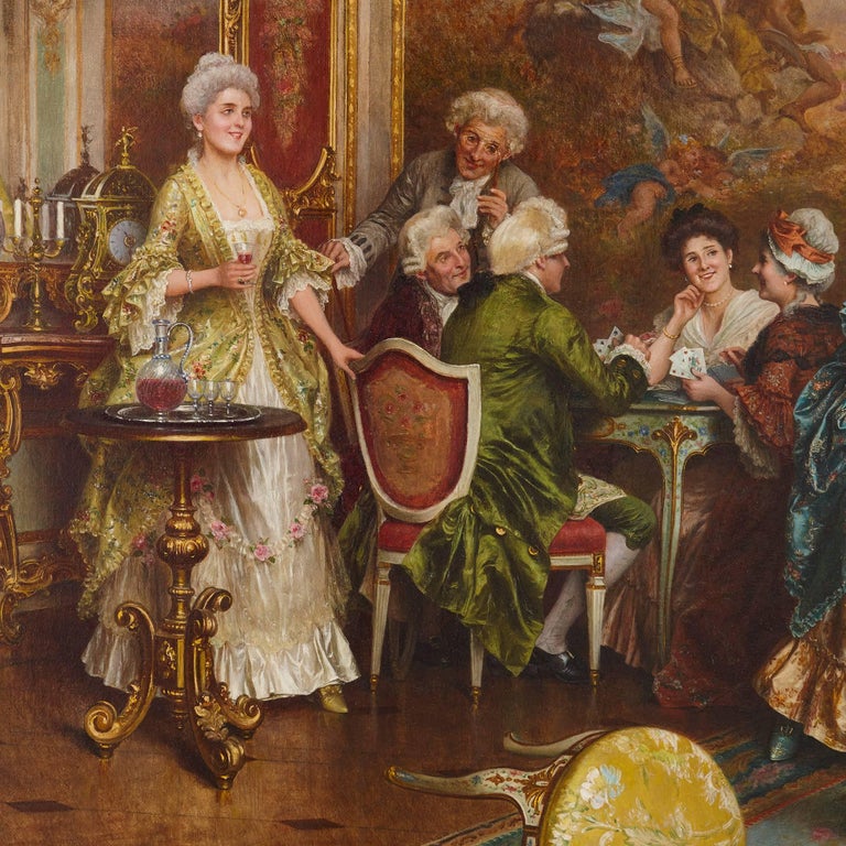 Blind Ricci Arturo Ricci - 19th Century oil on canvas in a carved golden giltwood ...