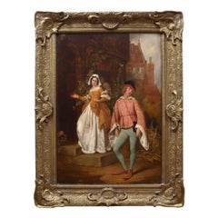 Antique oil painting of a scene from Shakespeare's Merry Wives of Windsor