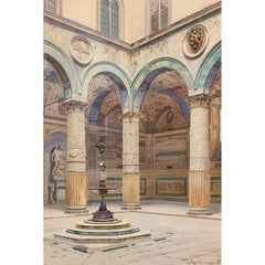 Antique Watercolour painting by A. Marrani of Palazzo Ducale, Venice