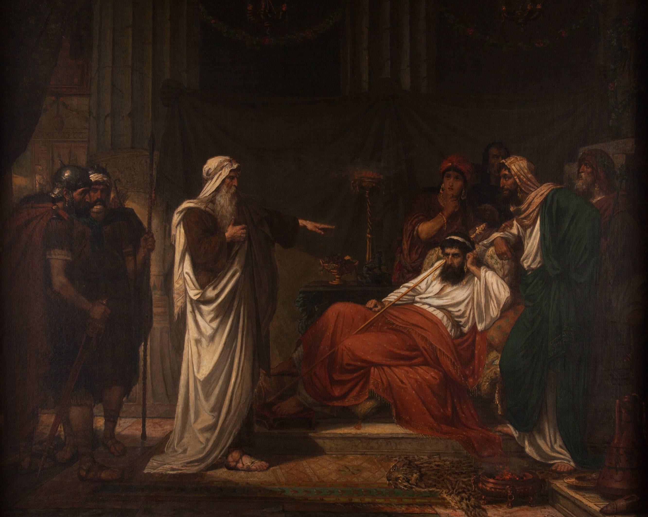 'Nathan confronts King David' 19th Century painting by Siberdt - Painting by Eugène Siberdt 