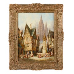 Pair of Gothic Architectural Street Scenes by H. T. Schafer