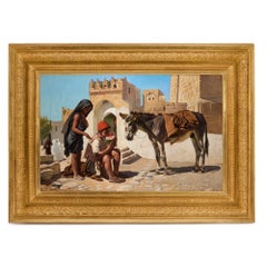 Large Orientalist Painting at David Gate, Jerusalem by Charles Verlat
