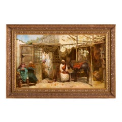 Orientalist Oil Painting of a Market Scene by Gustavo Simoni