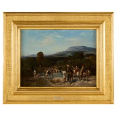 ‘Arab Horsemen Crossing a River’, an Orientalist Oil Painting by Georges Washing