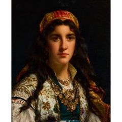 Orientalist Portrait of a Girl in Eastern Dress by Jan Portielje