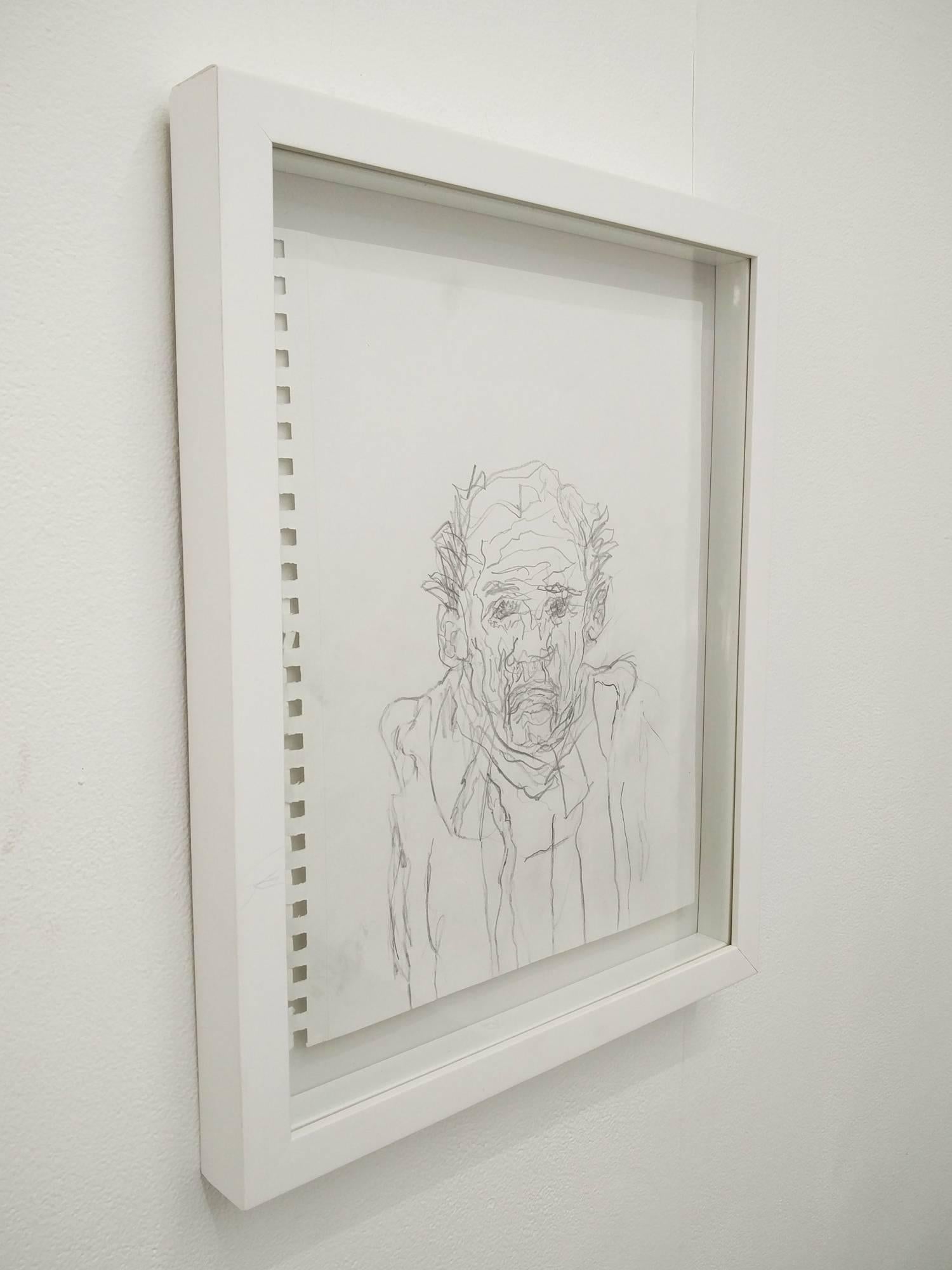 This drawing is from a series of semi-automatic, diary-like drawings (2014 2015), which Vega produced nightly. The drawings, depictions of a single mythical man, also form, together, a shifting, serial self-portrait.

Vega once said: “They all look