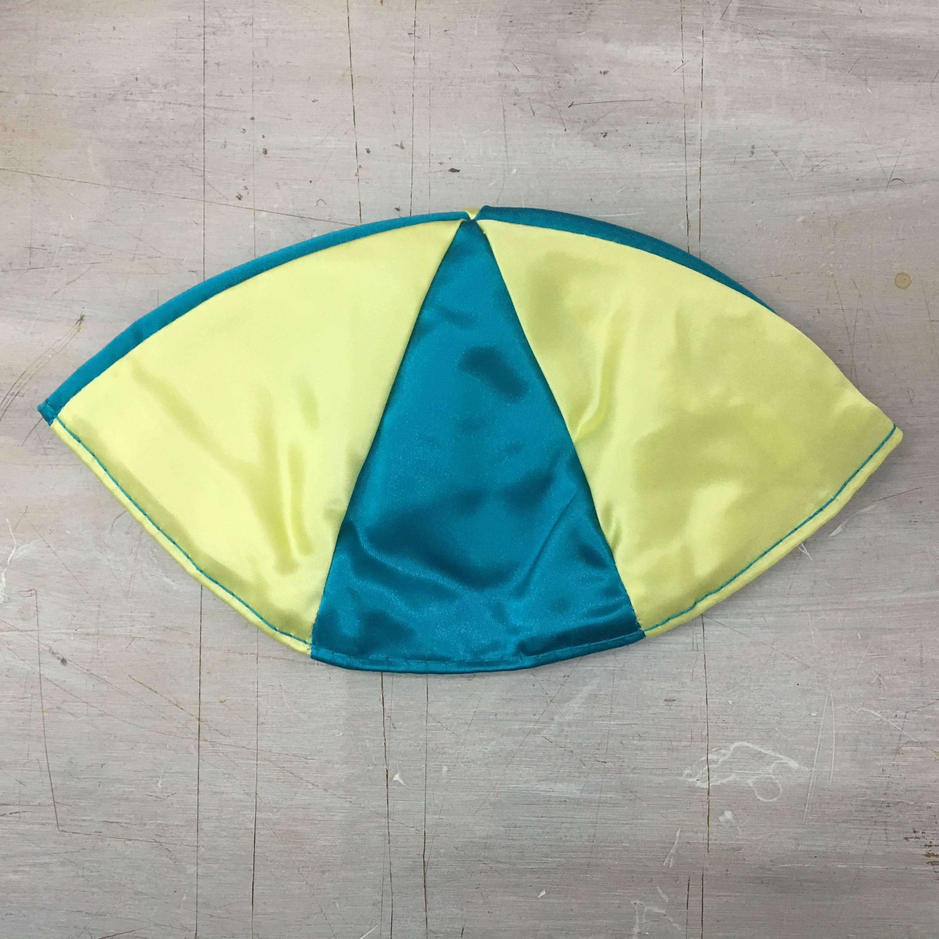 Swedish Yarmulke (Please Don't Forget Raoul Wallenberg),1995
Satin yarmulke - Blue and Yellow
Signed
For decades, Leibowitz has been the New York art world’s master painter of abjection and neuroses, with mockingly self-abasing work that mixes