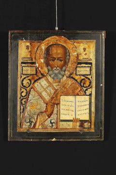 Tempera on the Table San Nicola Icon 19th Century
