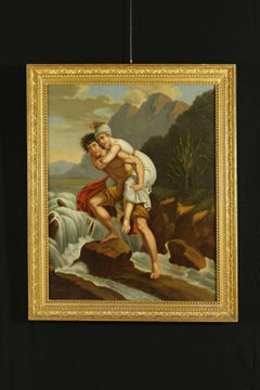 Pittura a olio su tela Il trampoliere - XIX secolo - Italia