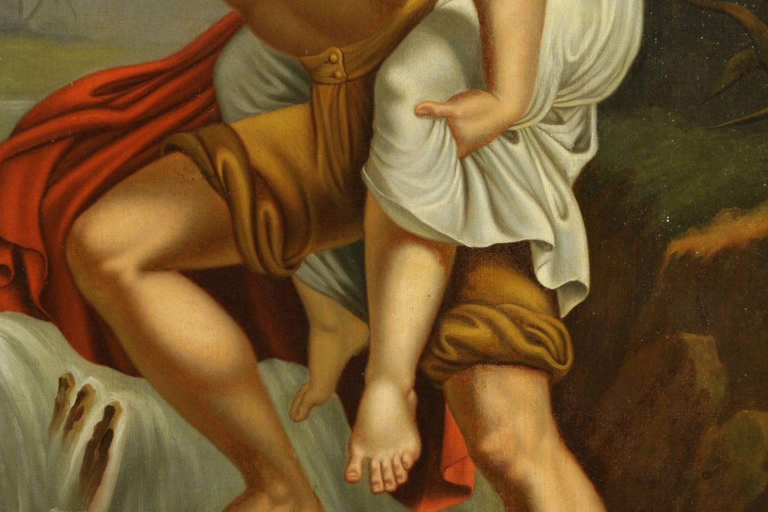 Pittura a olio su tela Il trampoliere - XIX secolo - Italia - Figurative Painting Nero di Unknown