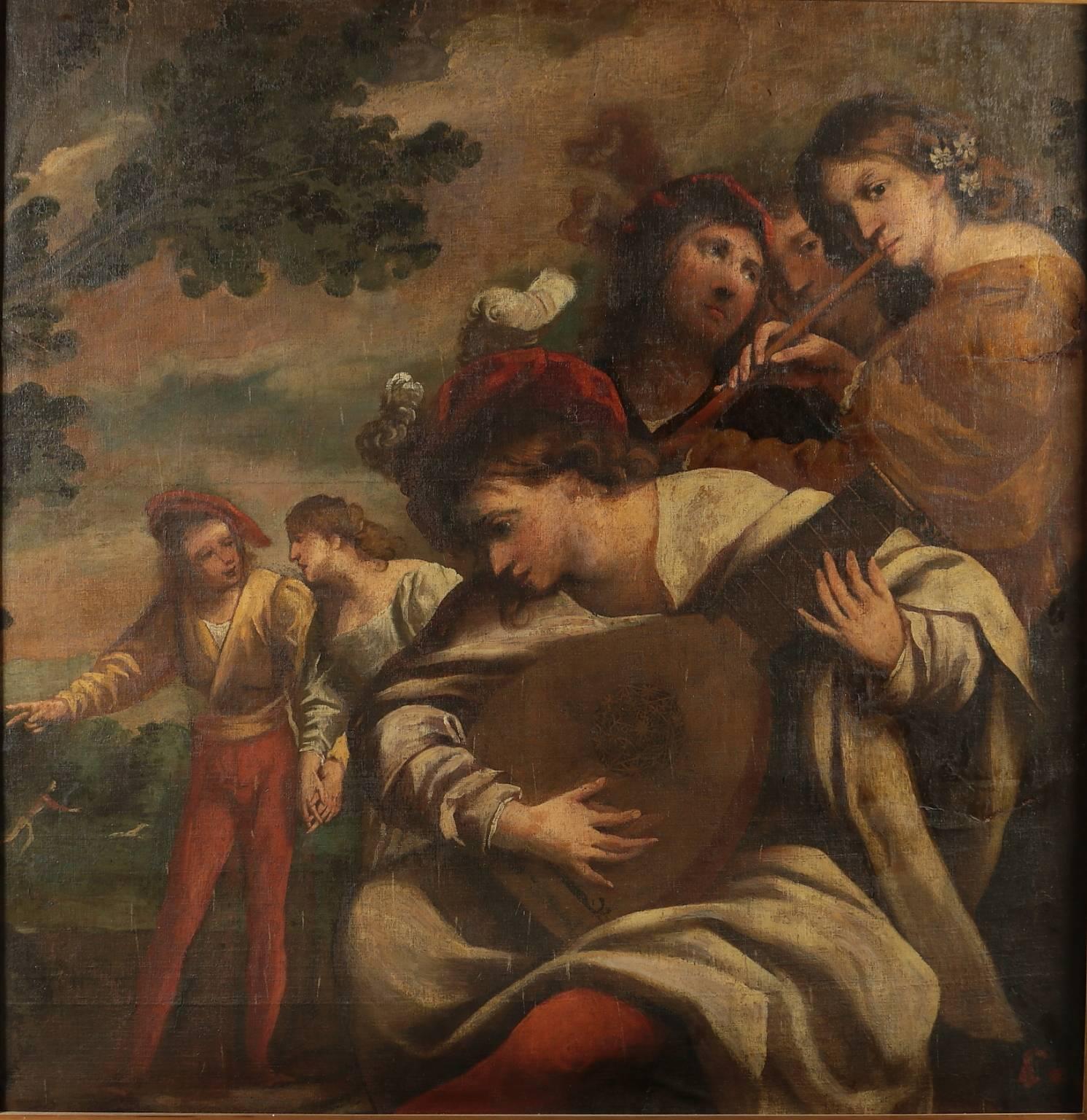Pietro Della Vecchia (1603-1678), Musical Company - Painting by Pietro della Vecchia
