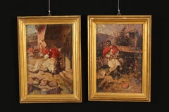 Pair of Paintings by Riccardo Pellegrini Oil on Board XX Century