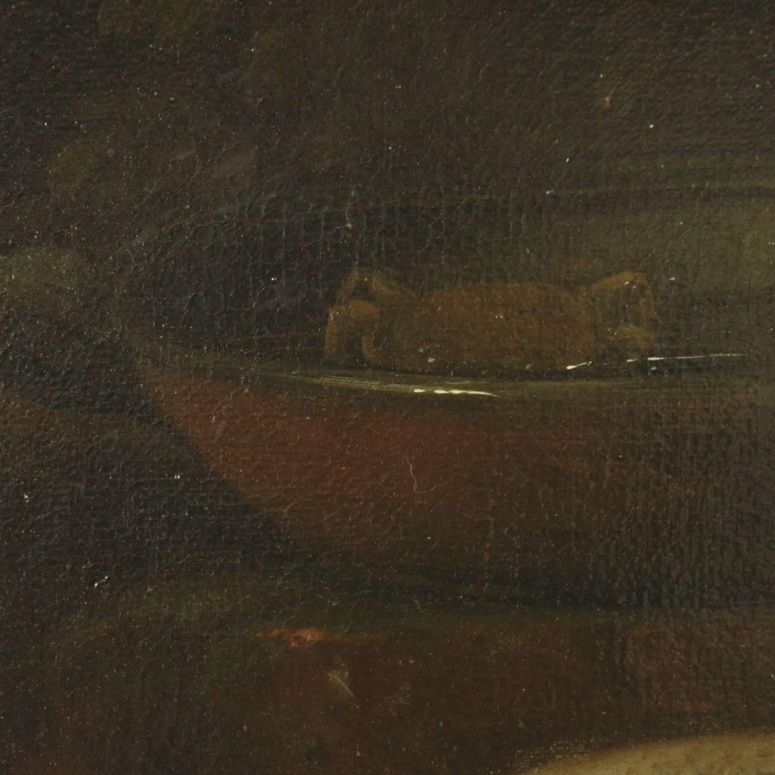 Still Life with fishes, bowl, basket and shell - Painting by Unknown