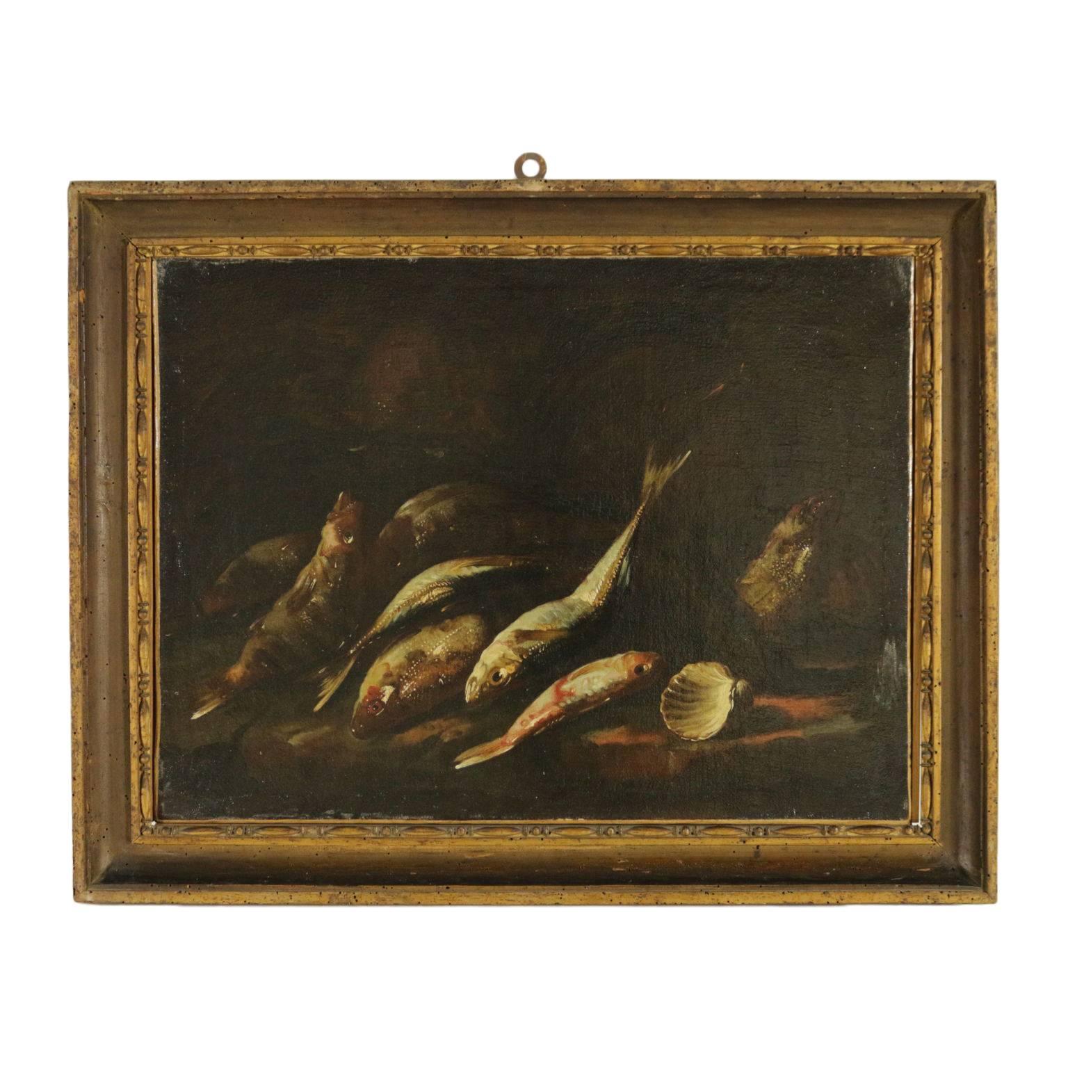 Unknown Still-Life Painting - Still life with fishes and shell