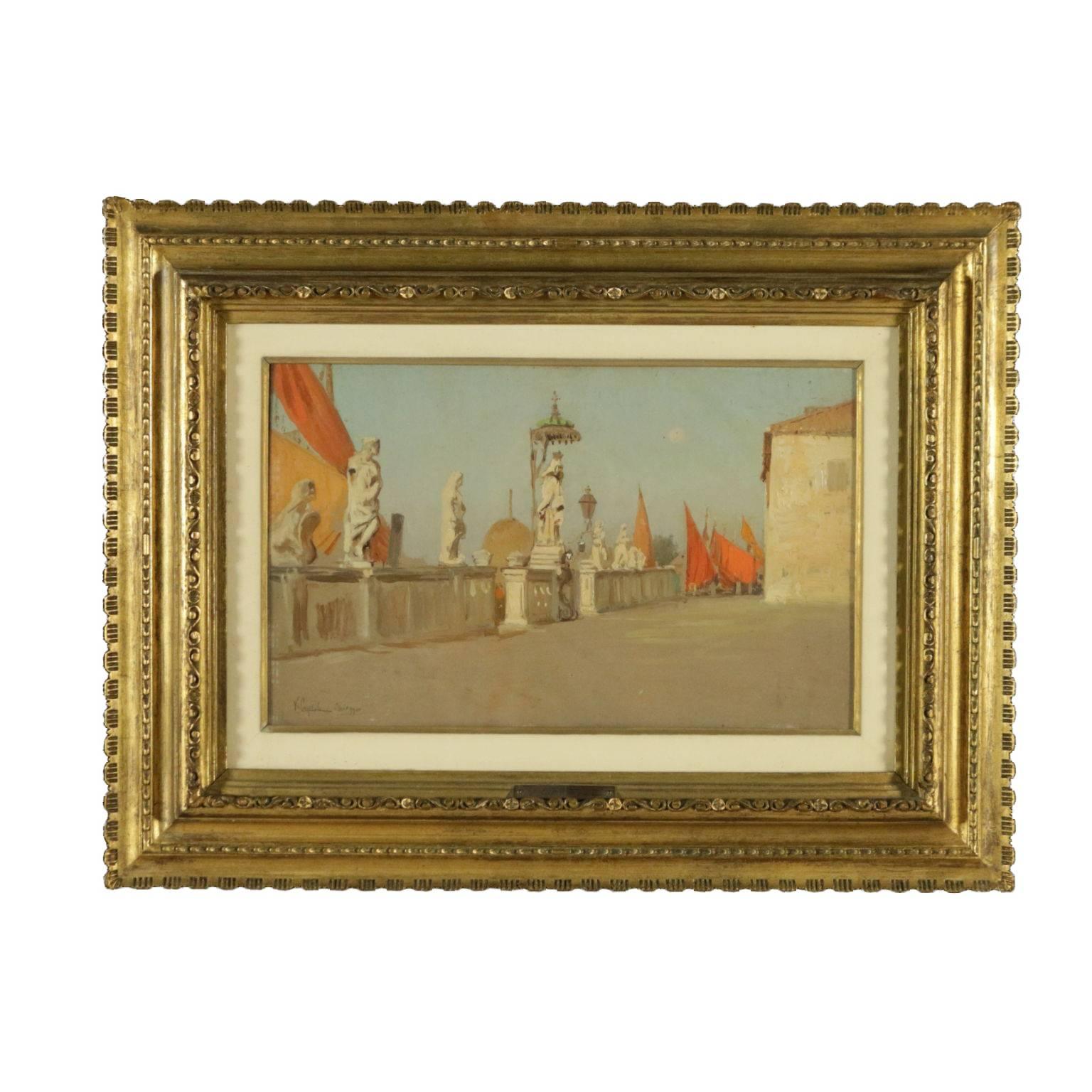 Oil on board by Vincenzo Caprile. Signature and title in the lower left corner. On the back, expertise written by the nephew "declare that this painting was painted by my uncle V. Caprile. Sold by the nephew Giuseppe Caprile. 9/29/1936 XVI of the