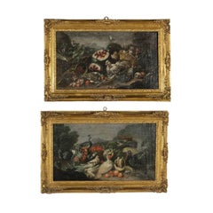 Pair of Still Life Paintings Oil on Canvas Neapolitan School 17th Century