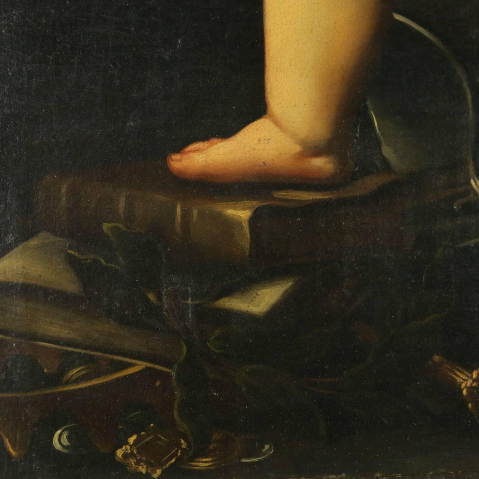 Setting by Marcantonio Franceschini Cupid Oil on Canvas End 1600 - Early 1700 1
