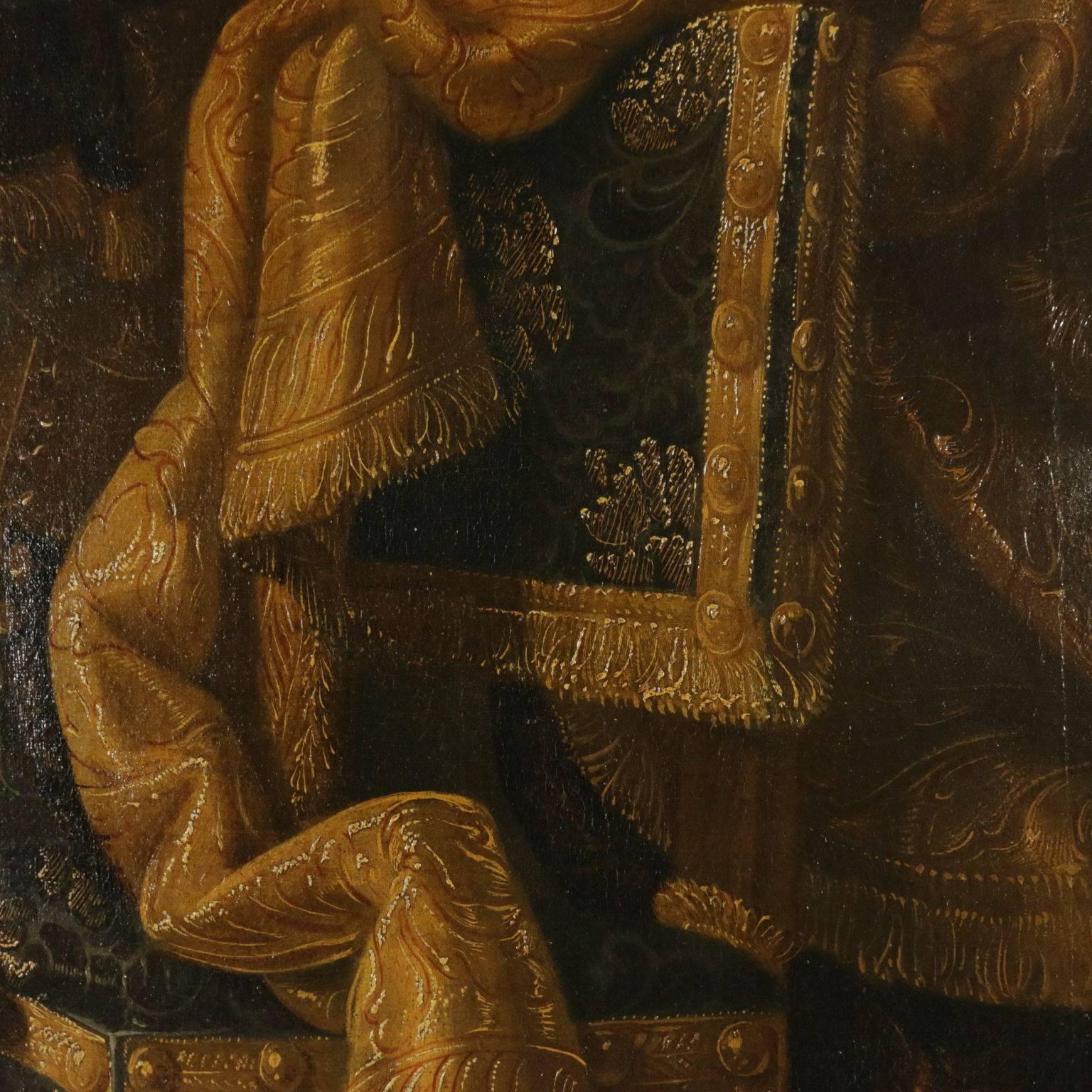 Still Life with Carpet Fabrics Clock and Musical Instruments Francesco Fieravino 6