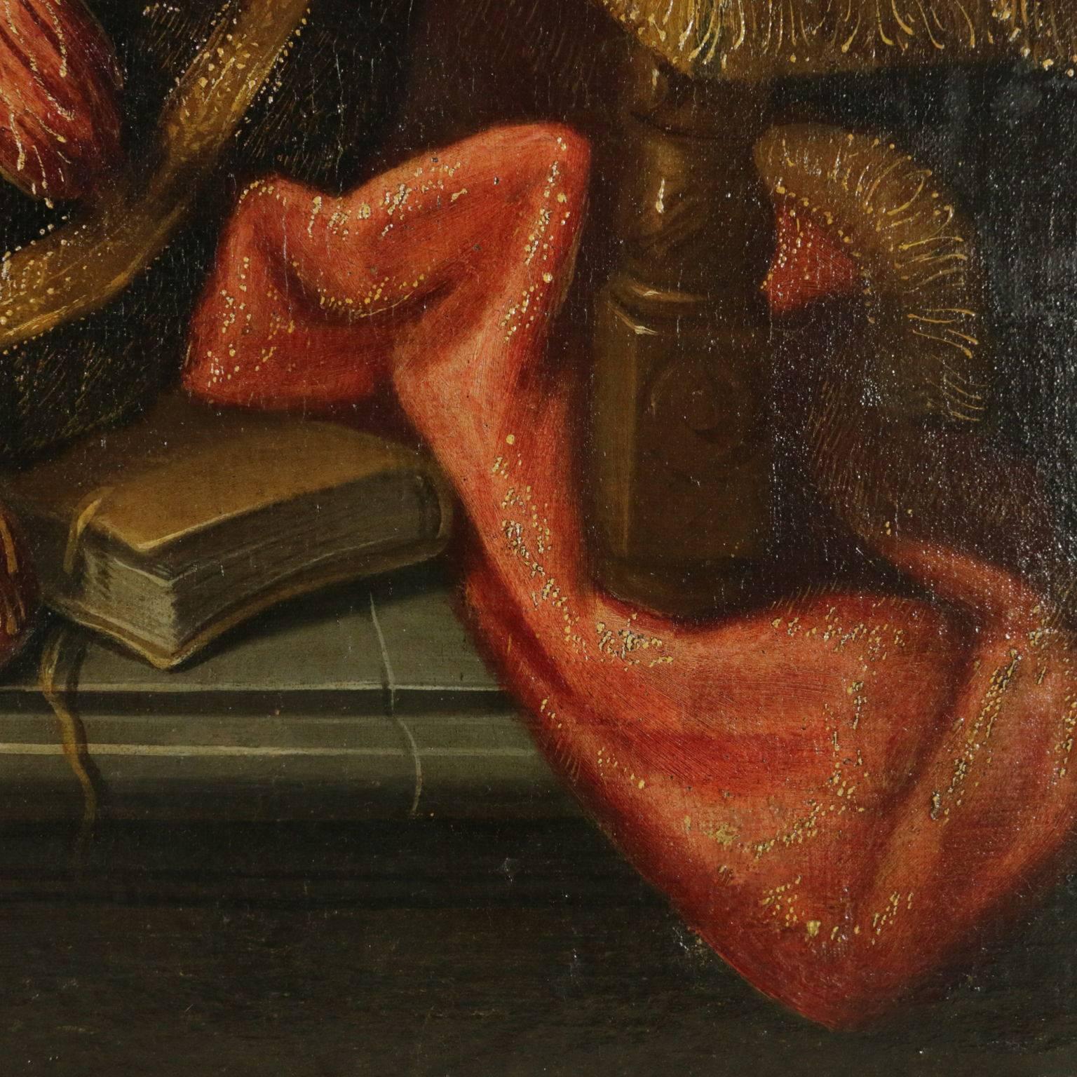 Still Life with Carpet Fabrics Clock and Musical Instruments Francesco Fieravino 7