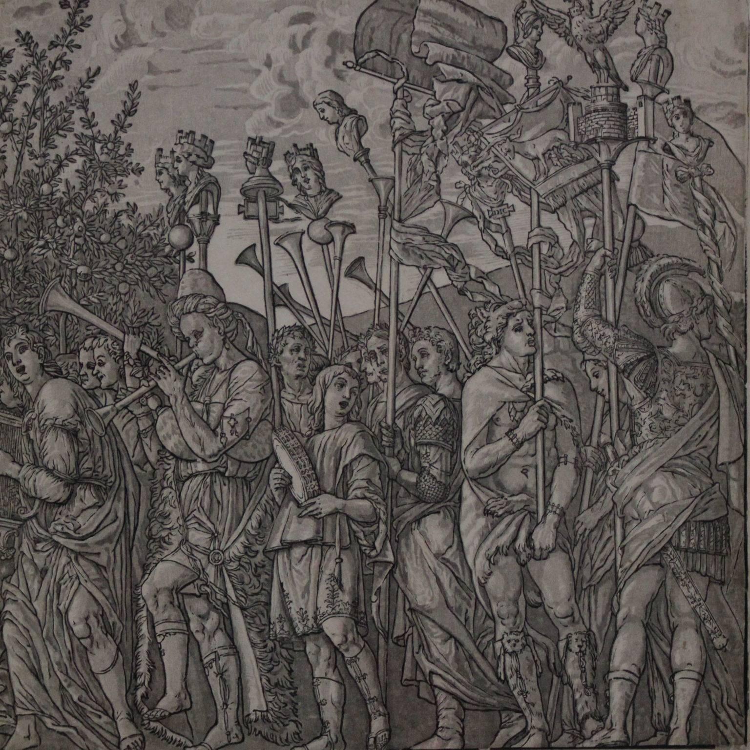The Triumph of Julius Caesar: suite of nine woodcuts - Gray Figurative Print by Andrea Andreani