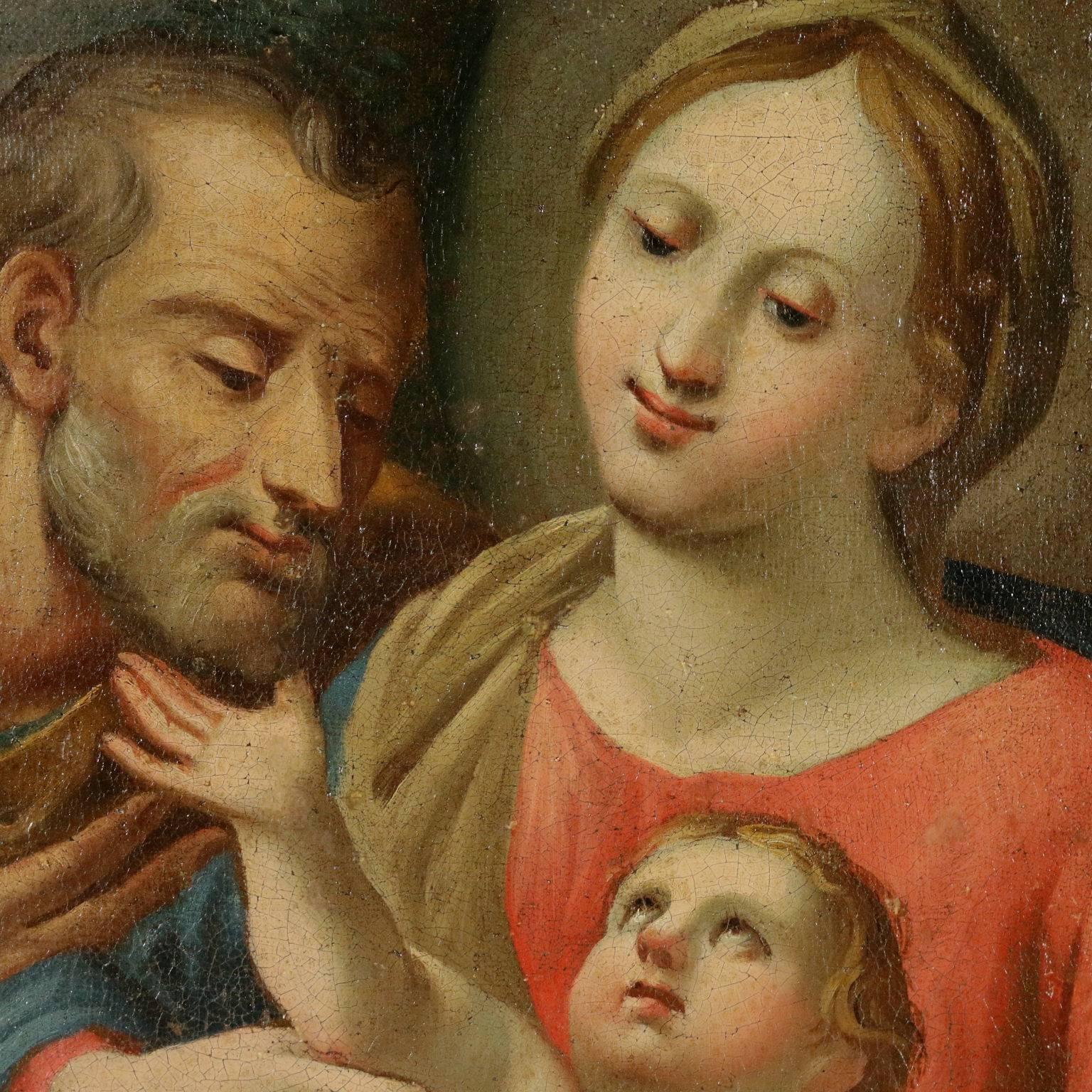 Madonna with Child and St. Joseph Italian School Oil on Canvas 18th Century - Painting by Unknown