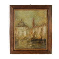 Venice Glimpse by Giuseppe Maggi Oil on Hardback Panel 1920s