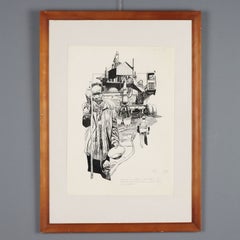 Tavola Illustrata Disegno di Sergio Toppi XX secolo, tecnica mista.