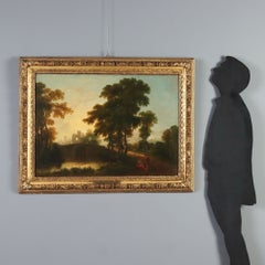 Painting Landscape with Figures Oil on canvas. Dutch school of the 18th century.