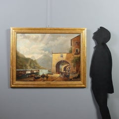 Lecco Imbarcadero 1837 Dipinto attribuito a Giuseppe Canella