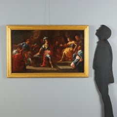 Dipinto Muzio Scevola davanti a Porsenna Olio su tela. Scuola bolognese XVII sec