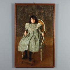 Retrato de una niña. Cuadro de Giovanni Galfrè, óleo sobre lienzo, siglo XX