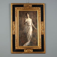«Figura femenina», cuadro de Giuseppe Amisani. Óleo sobre tabla. Firmado.