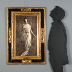 «Figura femenina», cuadro de Giuseppe Amisani. Óleo sobre tabla. Firmado.
