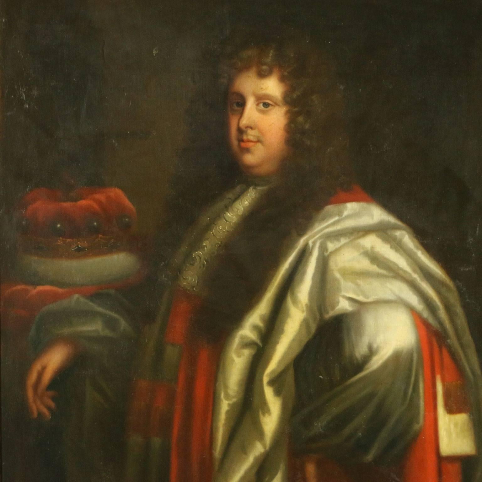 Portrait of Lord Crewe Setting of Peter Lely Oil on Canvas Mid 1600 - Painting by Unknown