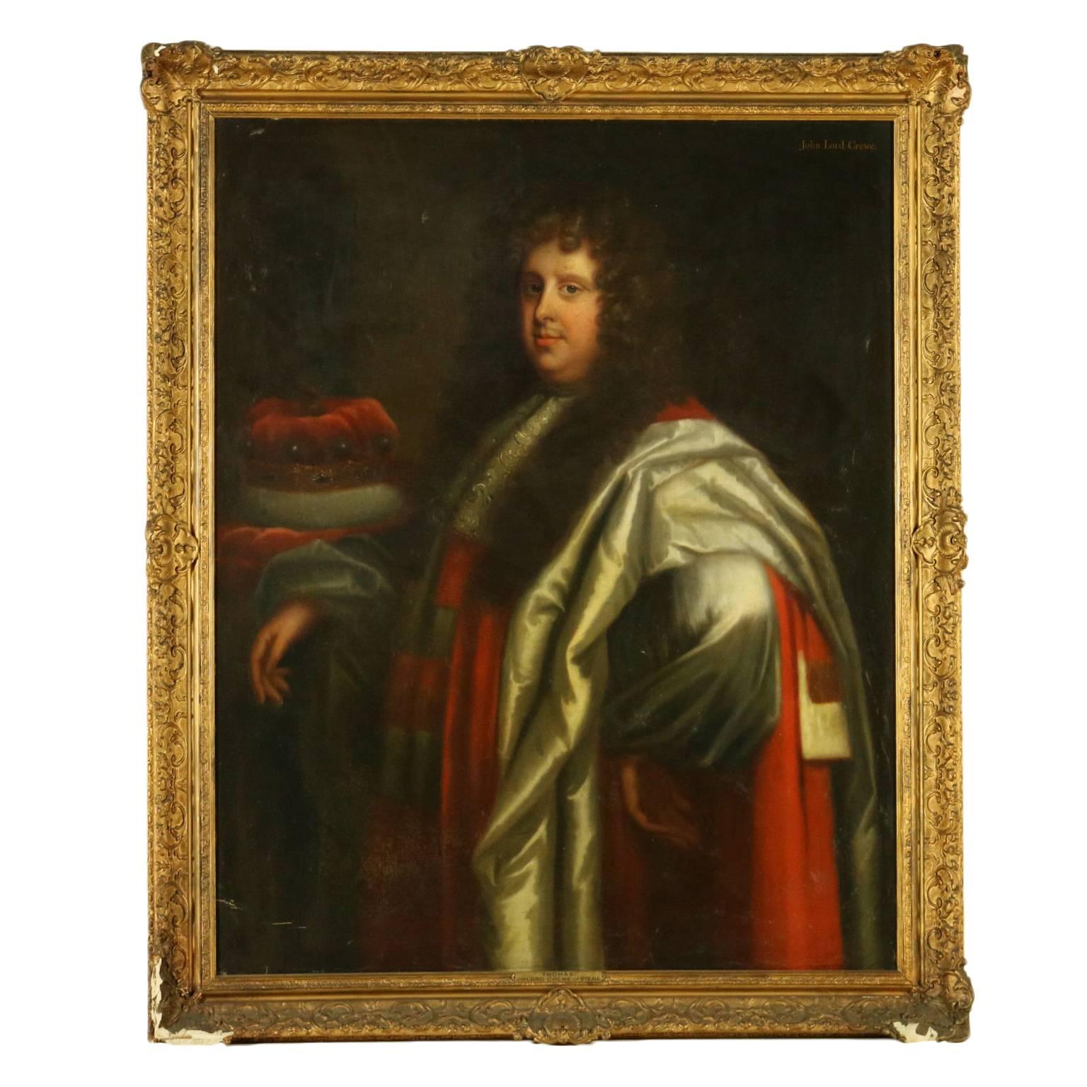 Unknown Portrait Painting - Portrait of Lord Crewe Setting of Peter Lely Oil on Canvas Mid 1600