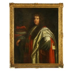 Portrait of Lord Crewe Setting of Peter Lely Oil on Canvas Mid 1600