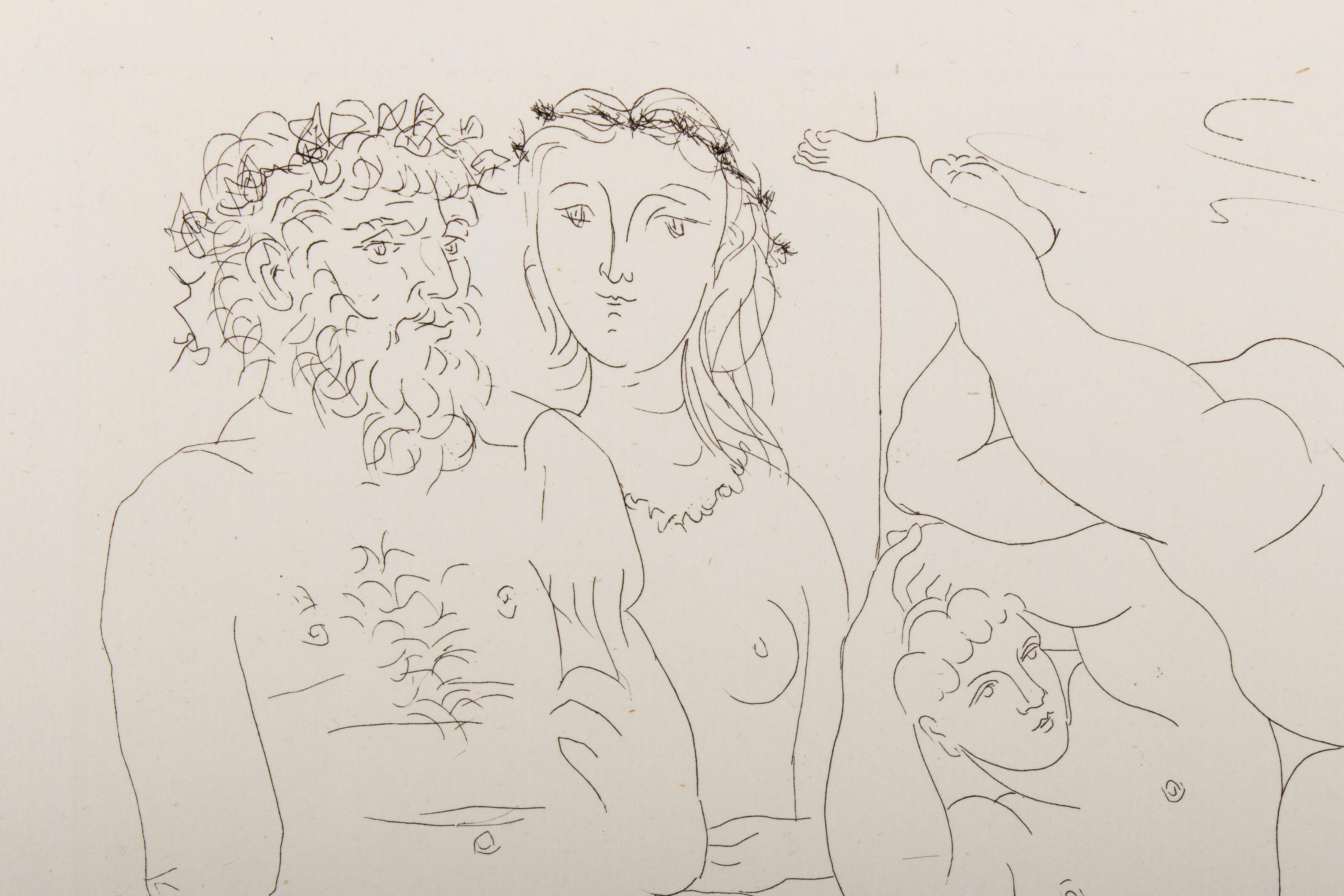 Picasso, Suite Vollard, Sculptor and Modell with a Group of Athletes - Beige Nude Print by Pablo Picasso